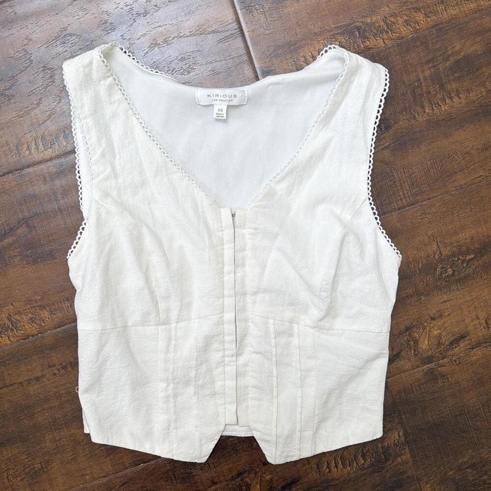 White Lace Trim Sleeveless Corset Crop Top